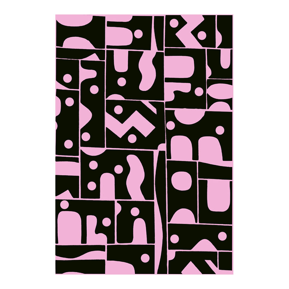 Raven Pink Black Abstract Rug