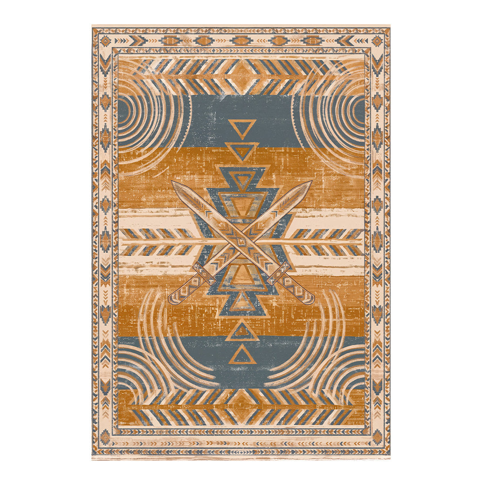Myrren Mustard Gold Slate Blue Cream Rug