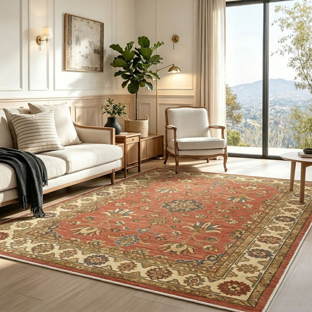 Soren Terracotta Red Warm Beige Rug