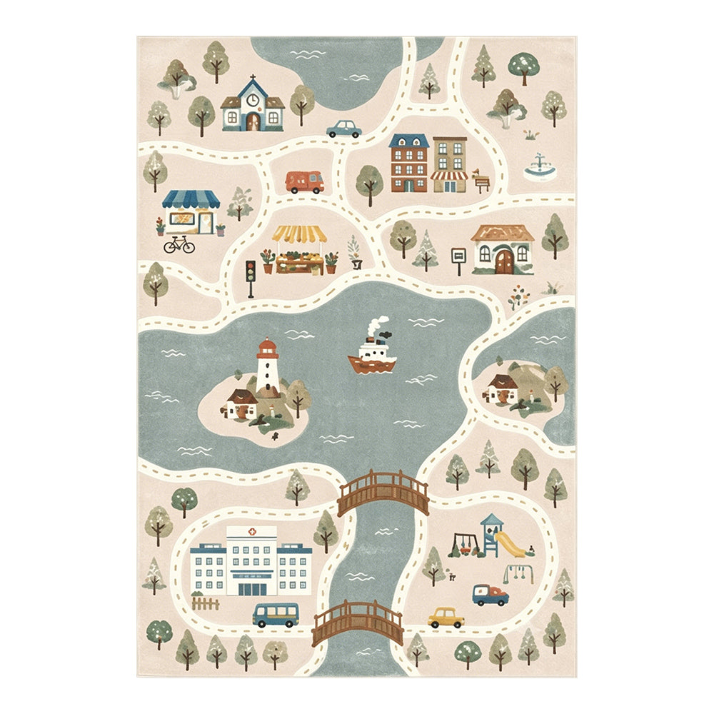 HarborTown Dusty Blush Slate Blue Rug