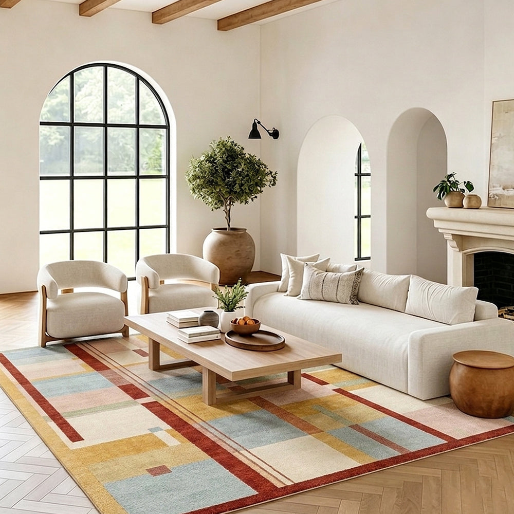 Marlo Mustard Yellow Dusty Pink Rug