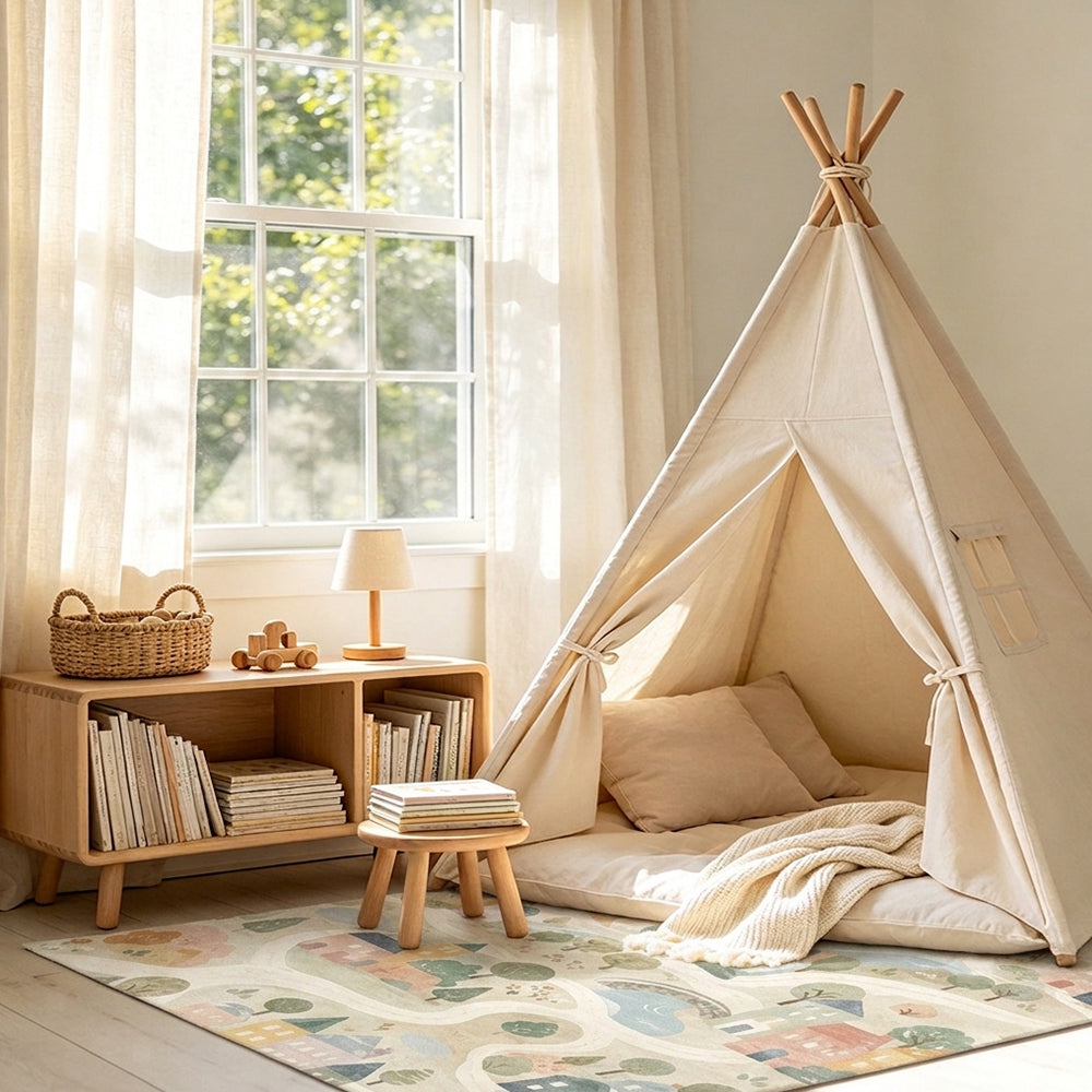 Village Soft Sage Blush Pastel Rug