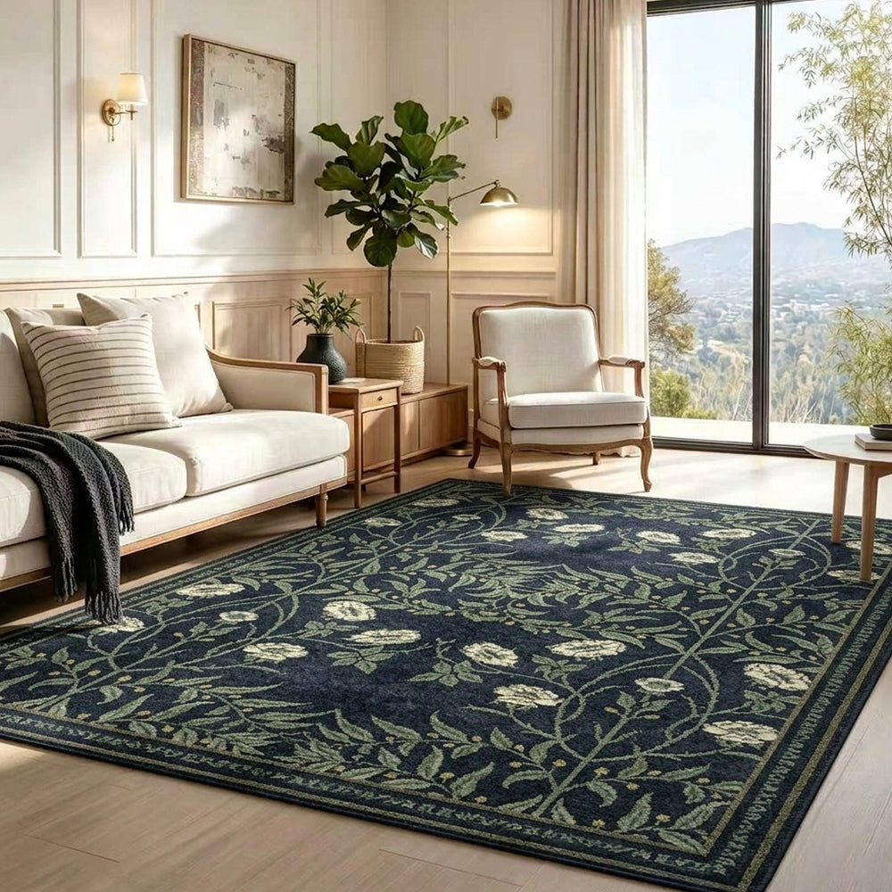 Morrigan Navy Blue Green Cream Rug