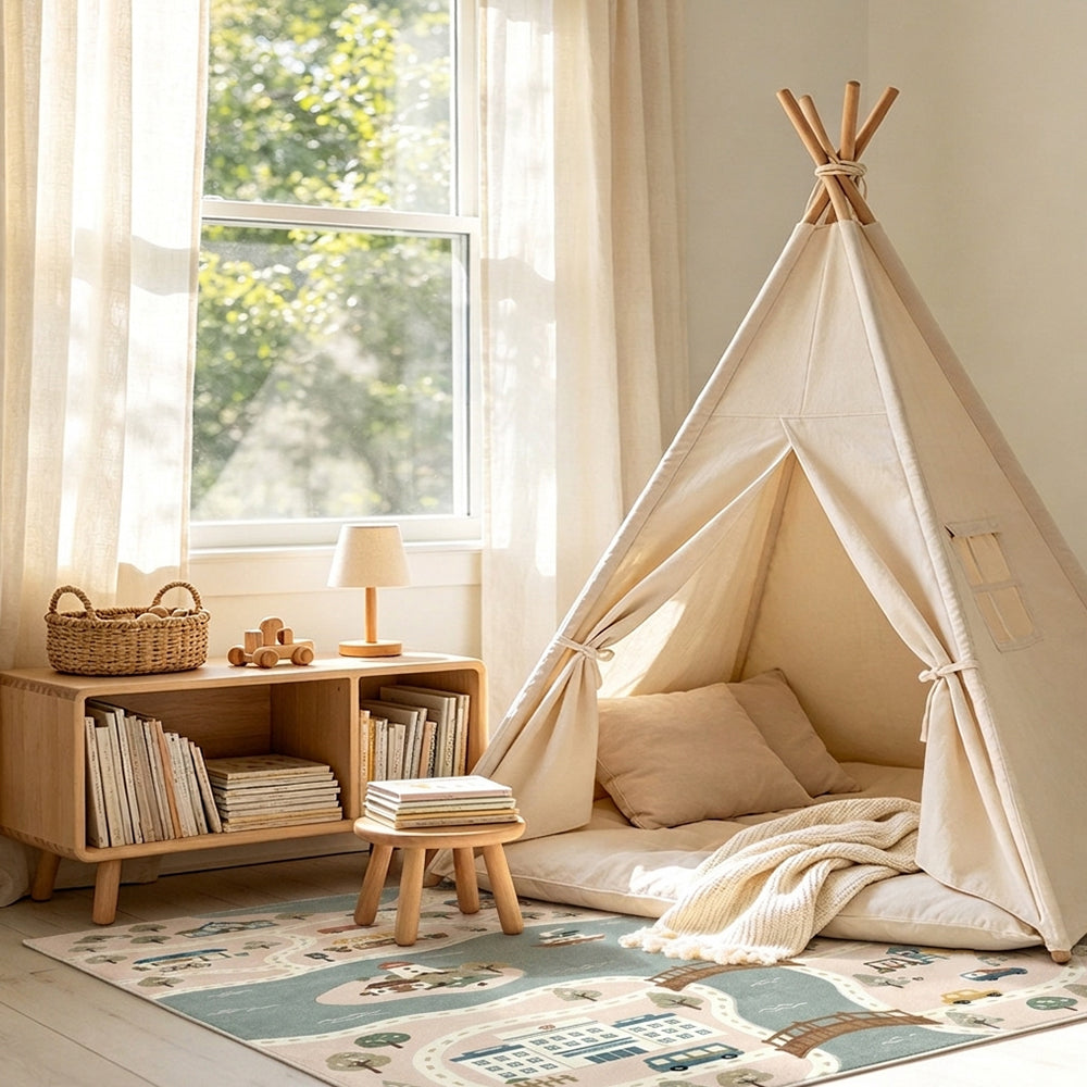 HarborTown Dusty Blush Slate Blue Rug