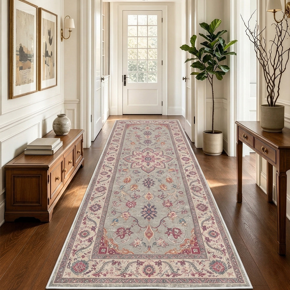 Elara Dusty Pink Grey Rug