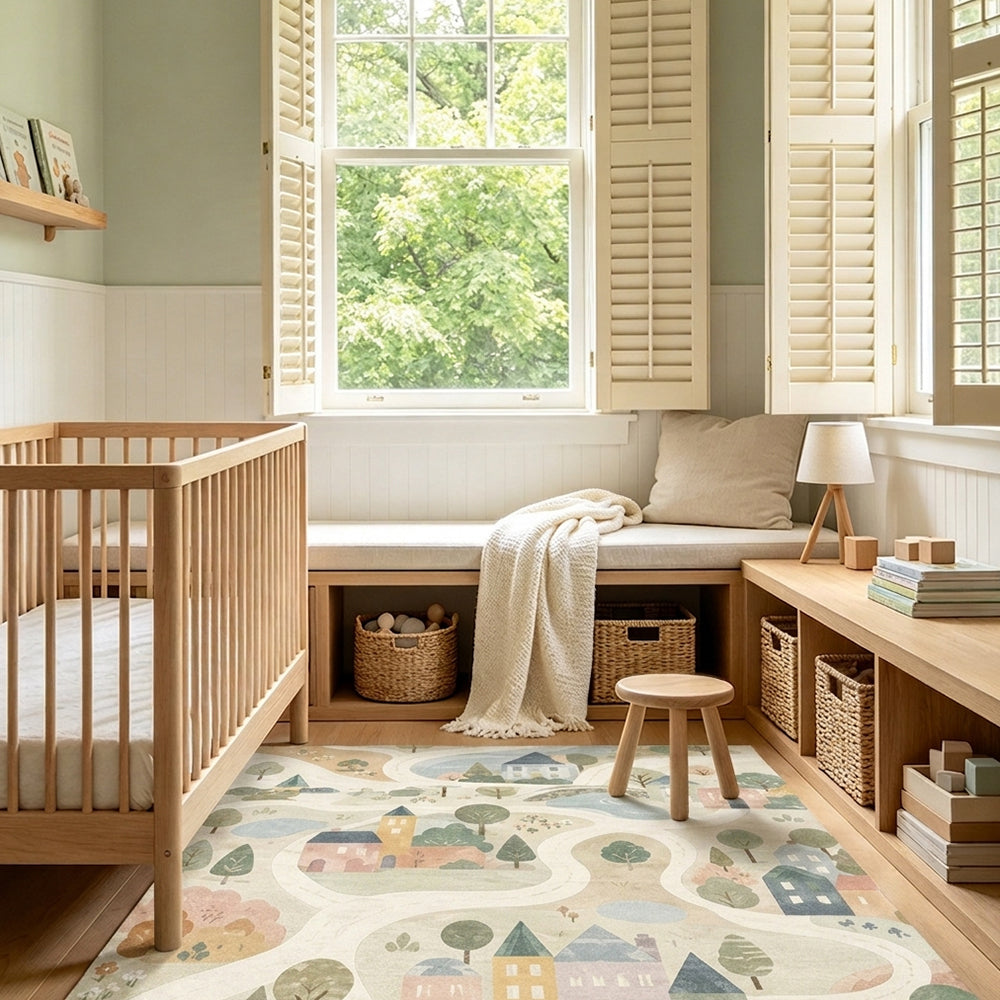 Village Soft Sage Blush Pastel Rug