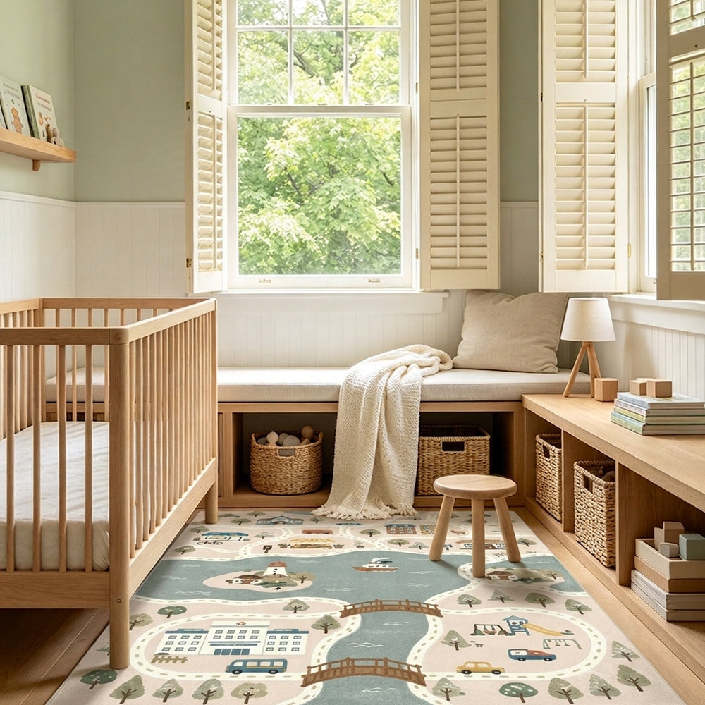 HarborTown Dusty Blush Slate Blue Rug