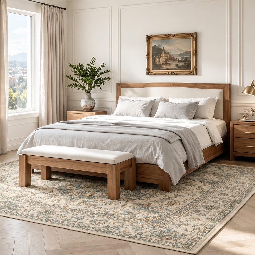 Marenne Teal Blue Ivory Rug