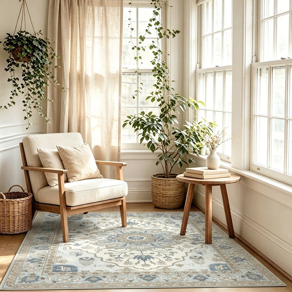 Calista Pale Sky Blue Ivory Rug
