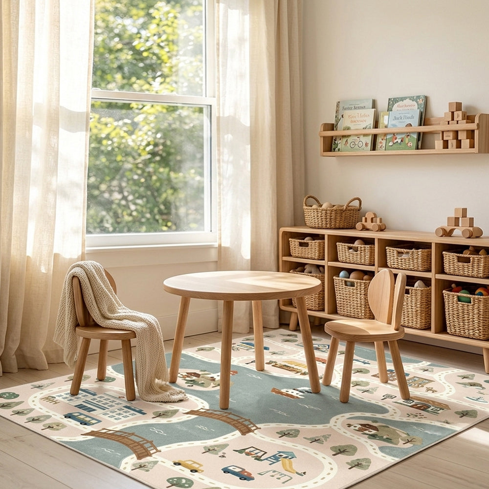 HarborTown Dusty Blush Slate Blue Rug