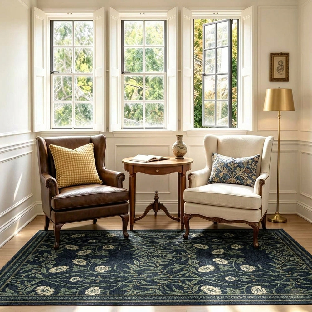 Morrigan Navy Blue Green Cream Rug
