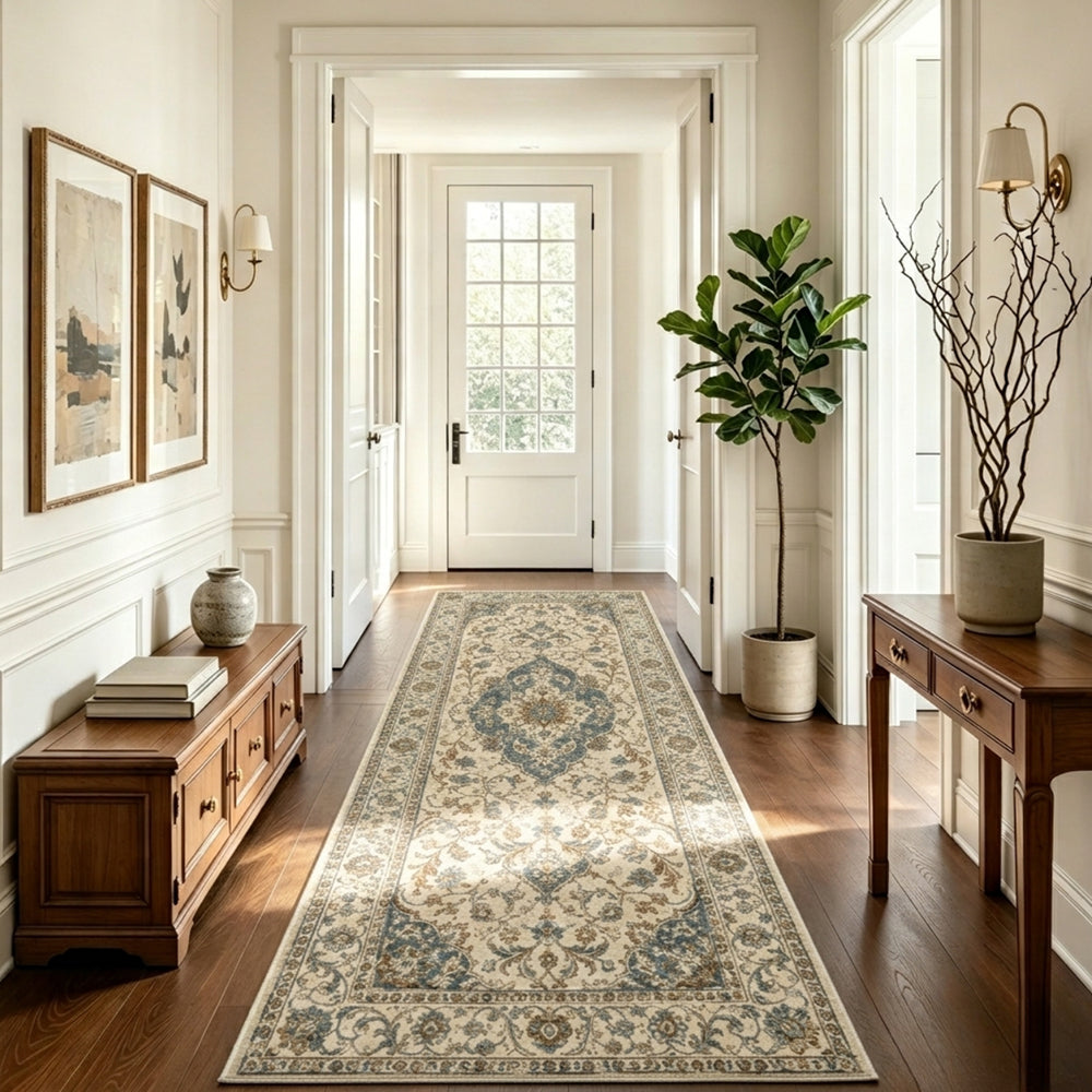 Marenne Teal Blue Ivory Rug
