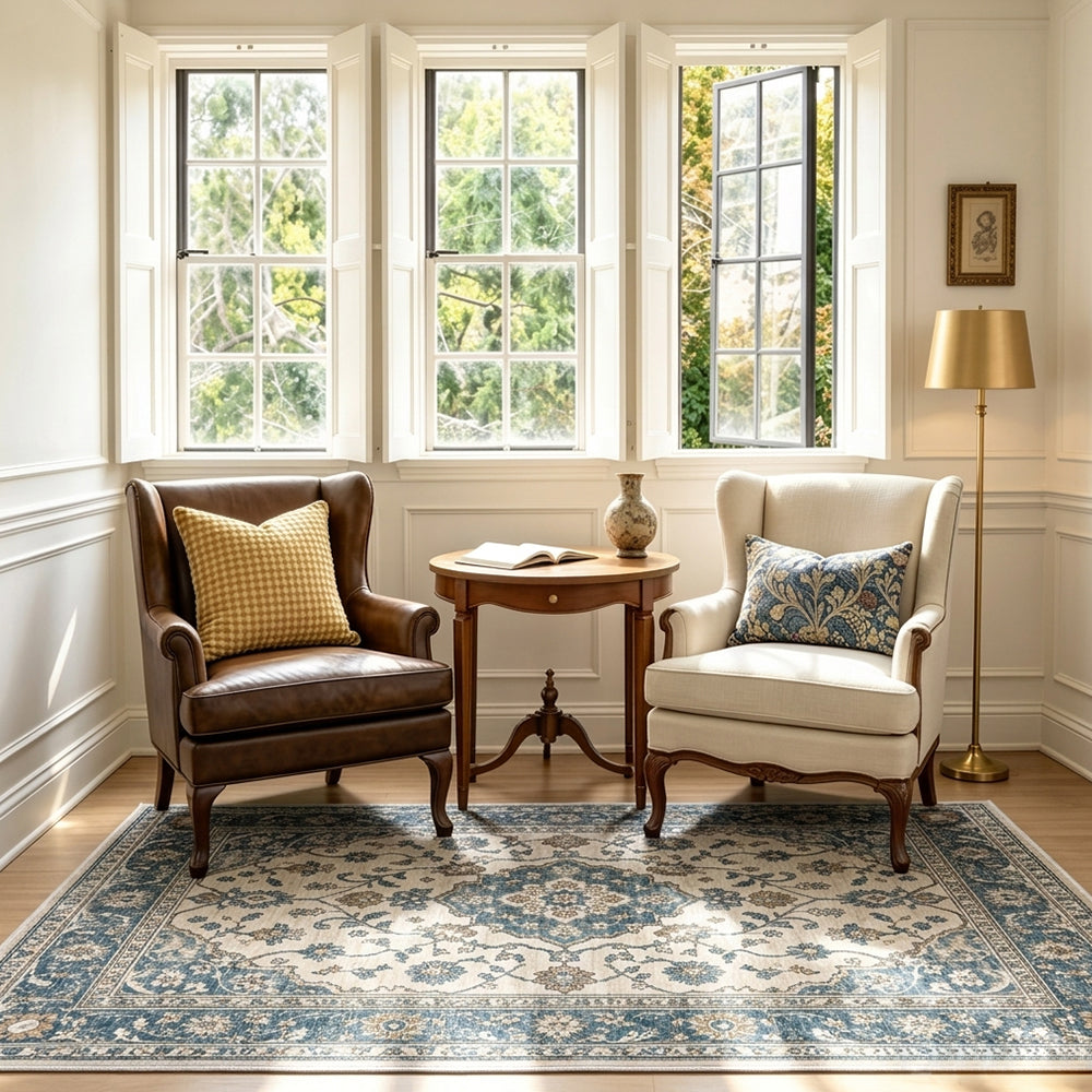 Seren Teal Blue Ivory Rug