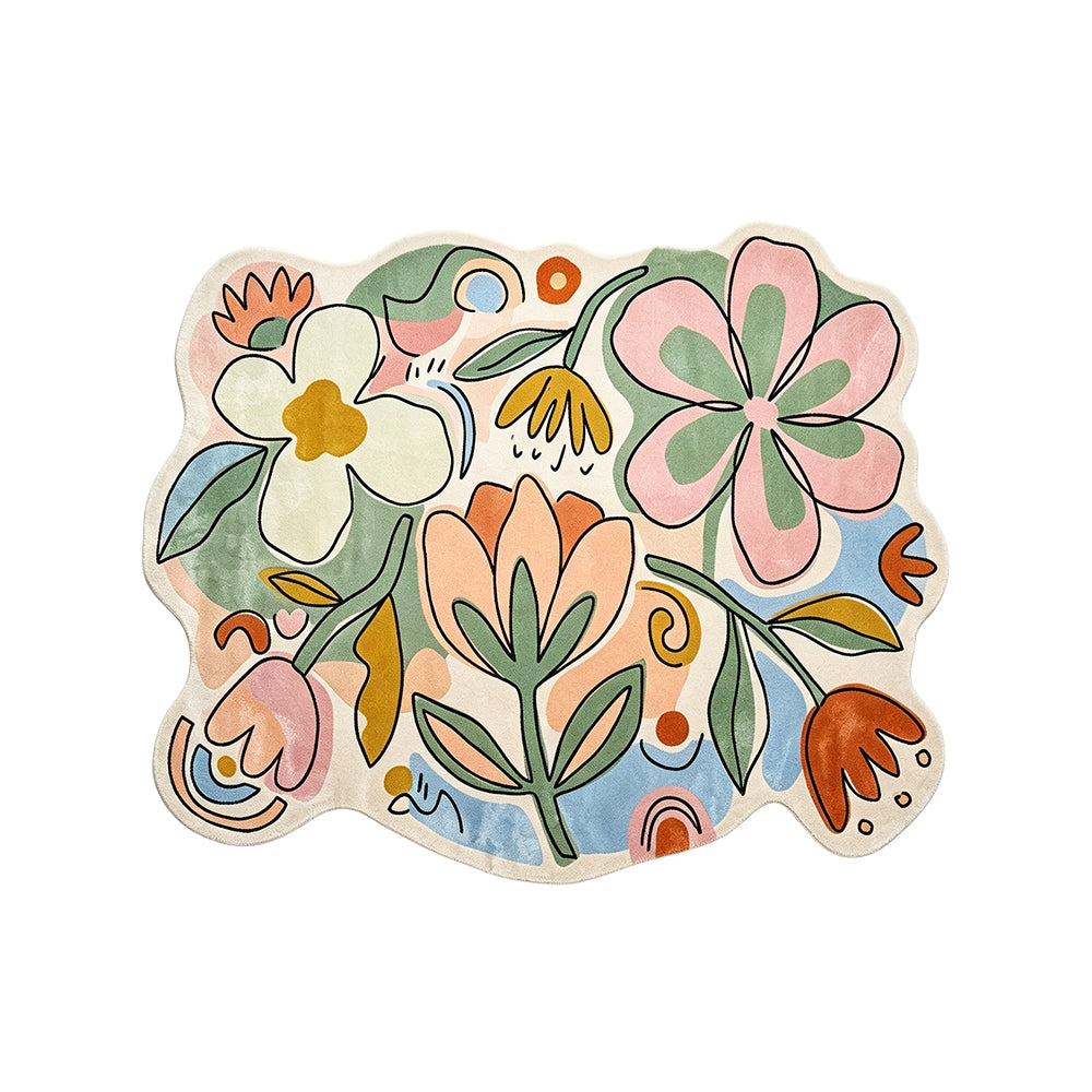 Bloomscape Cream Ivory Blush Pink Floral Rug