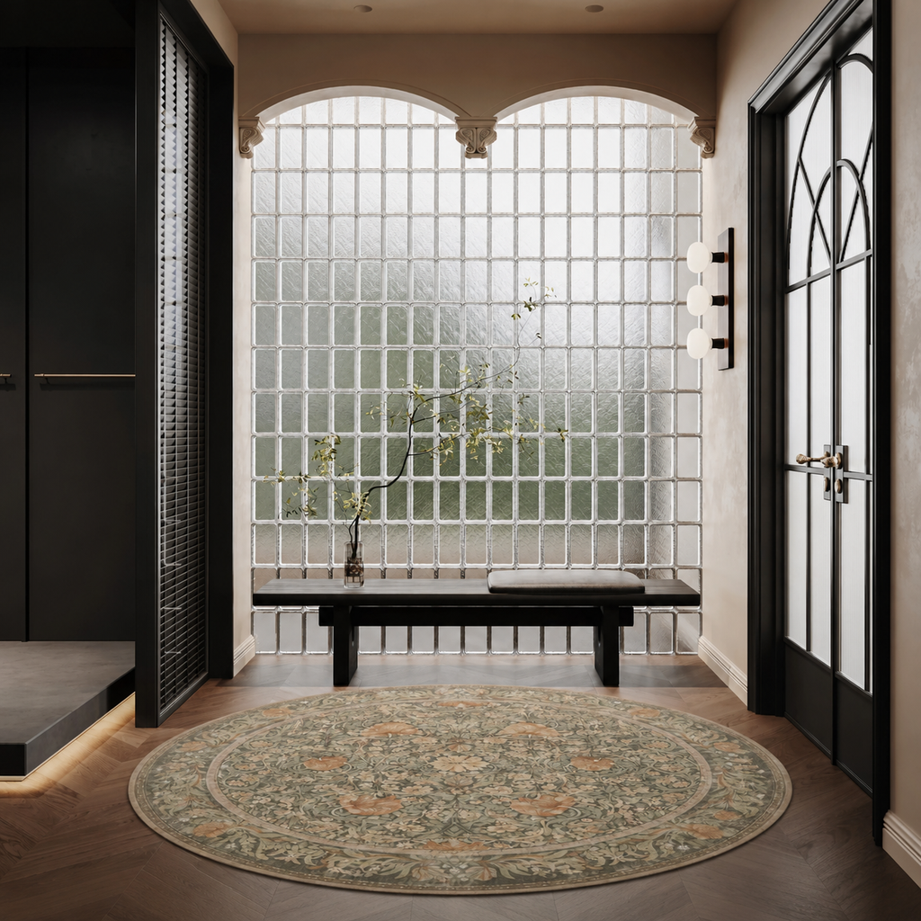 Florinda Moss Green Amber Round Rug