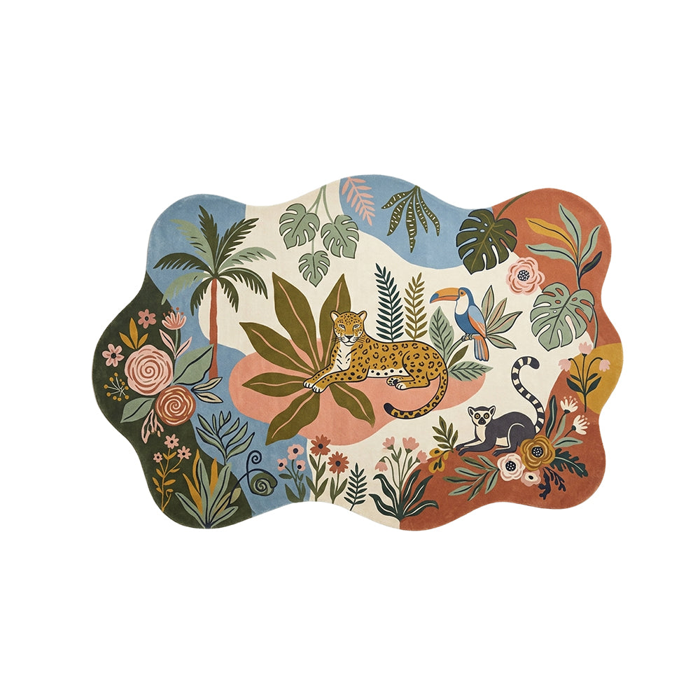 JungleWander Cream Ivory Terracotta Jungle Rug