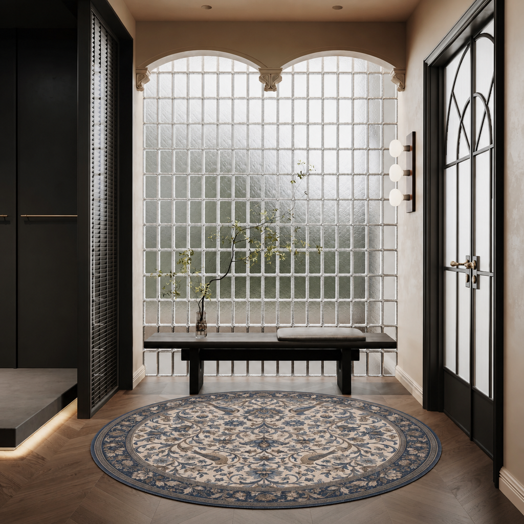 Livia Navy Blue Ivory Round Rug