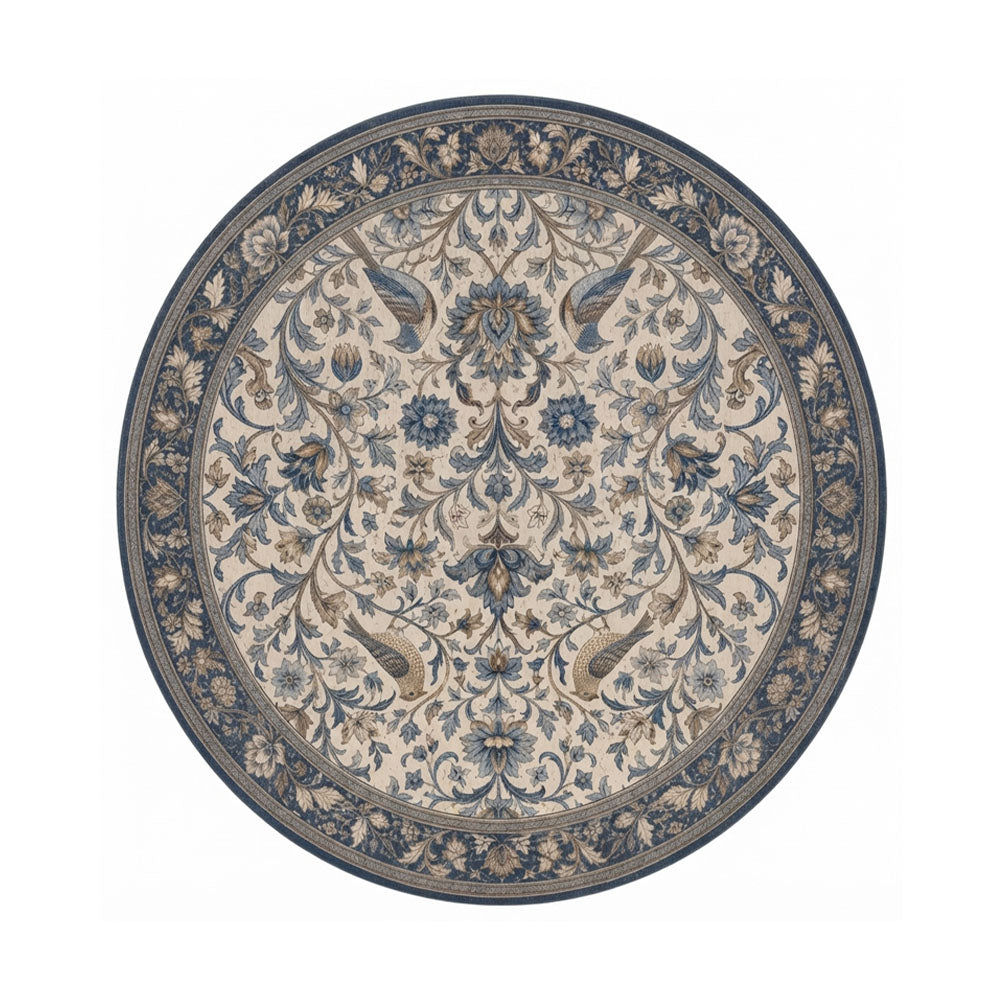 Livia Navy Blue Ivory Round Rug