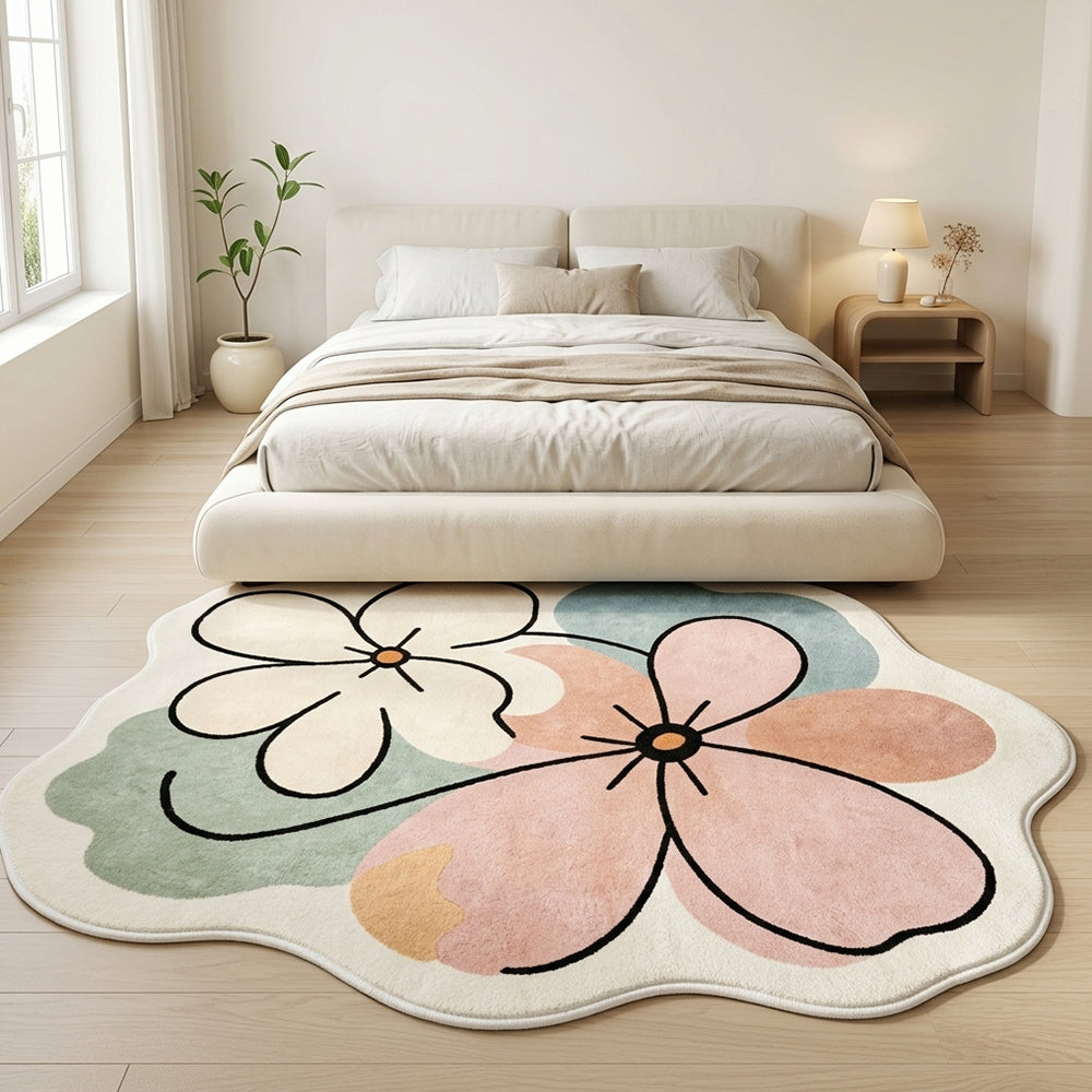 Zahra Blush Pink Ivory Floral Rug