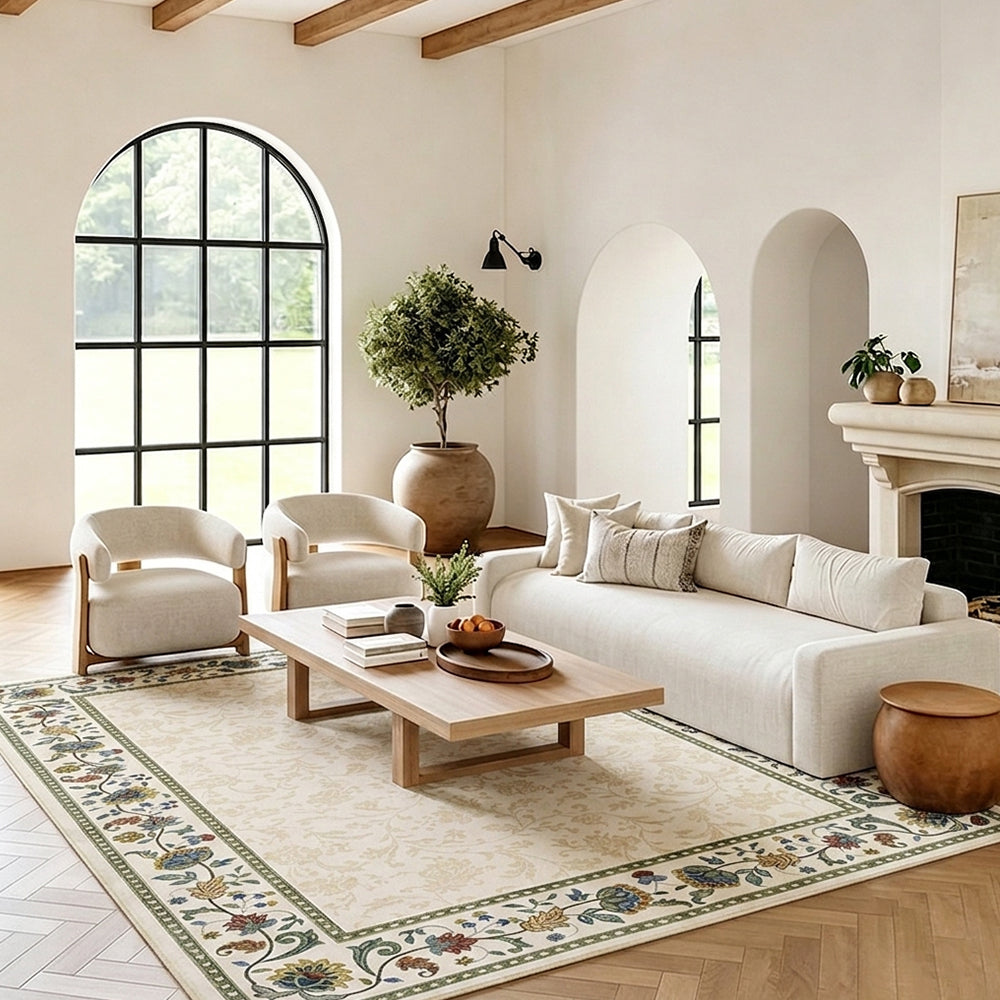 Elowenna Cream Ivory Multi Floral Rug