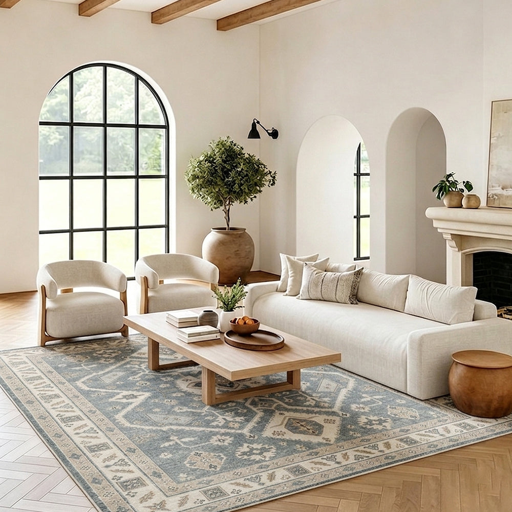 Oriana Slate Blue Ivory Rug