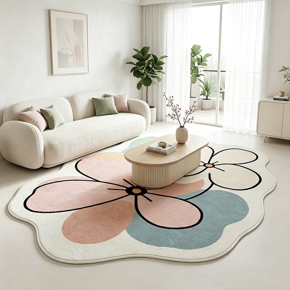 Zahra Blush Pink Ivory Floral Rug