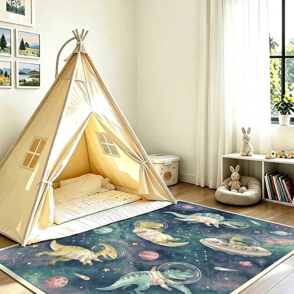 CosmoDino Deep Teal Lavender Rug