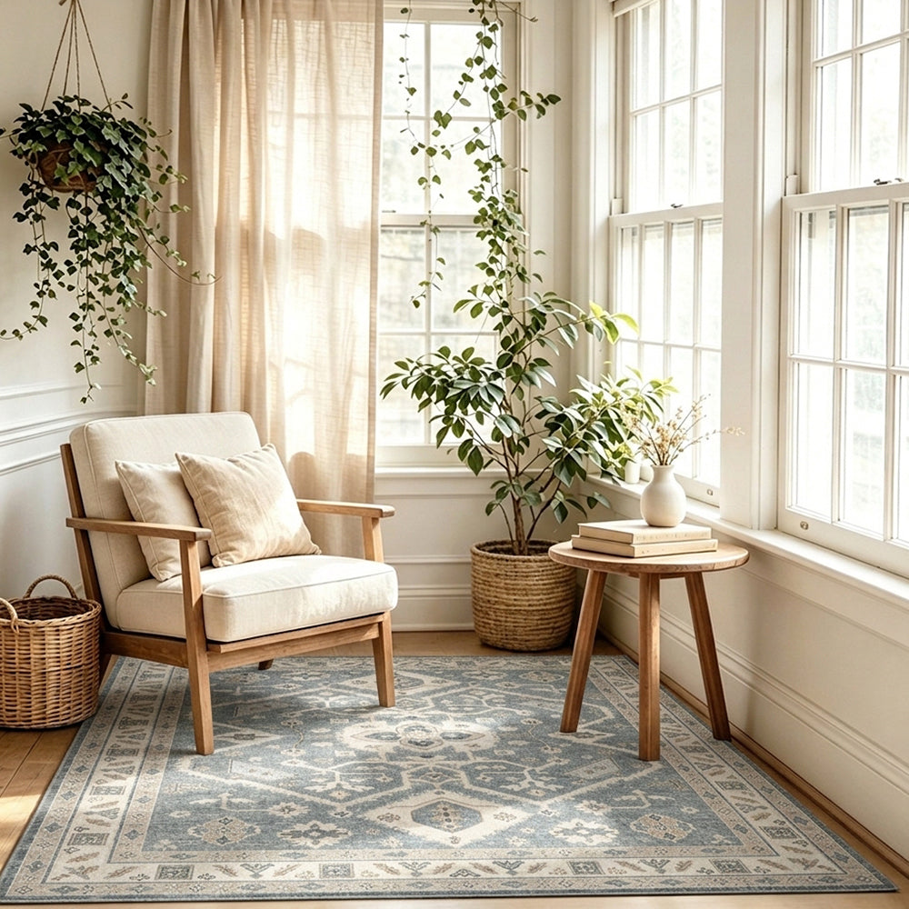 Oriana Slate Blue Ivory Rug