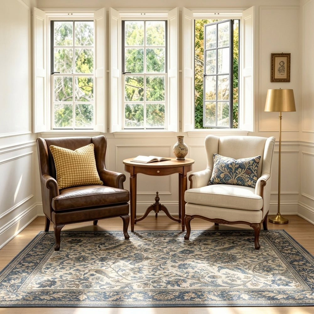 Liorienne Navy Blue Ivory Rug
