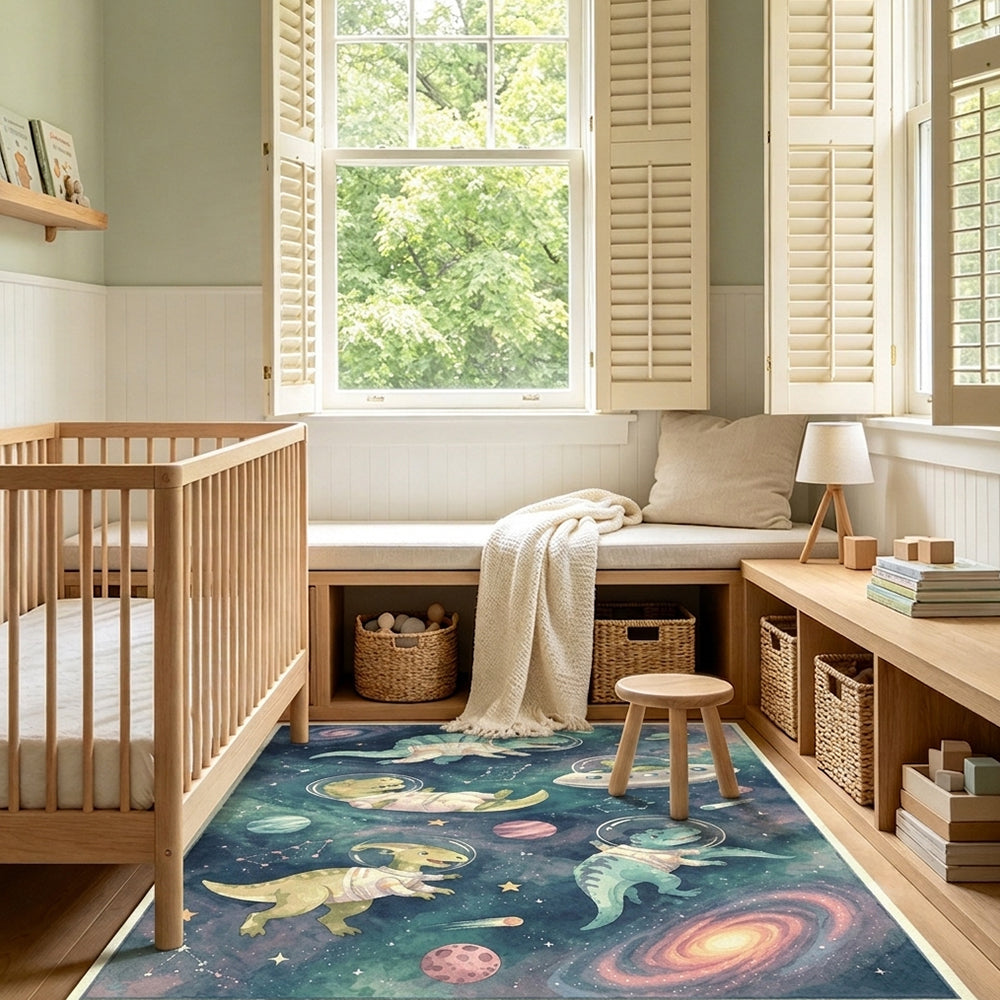 CosmoDino Deep Teal Lavender Rug