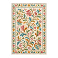 Fuzzy Trim Border Floral Rug