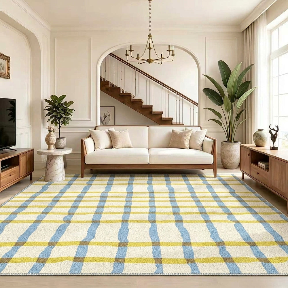 Linden Pale Sky Blue Butter Yellow Rug
