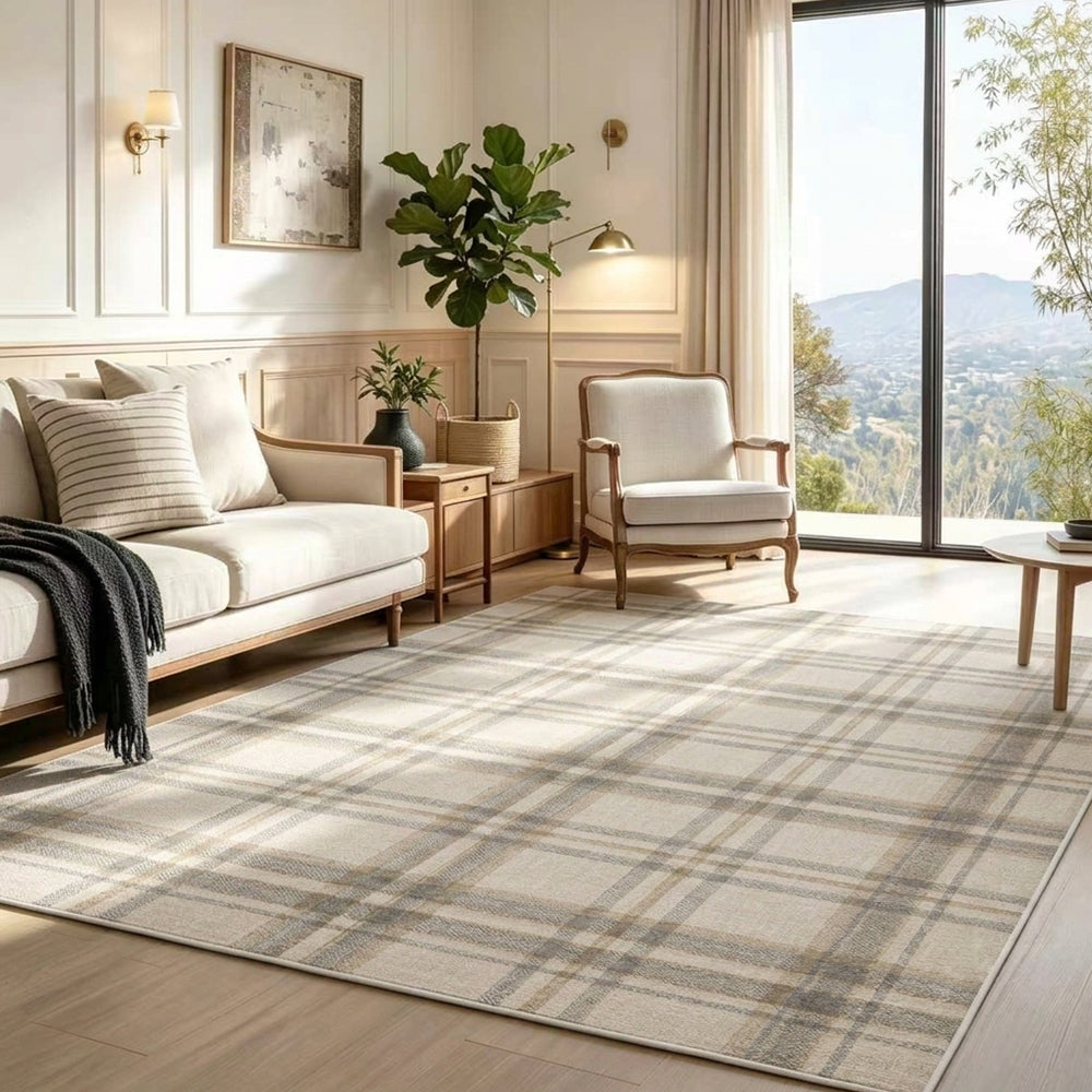 Briar Neutral Beige & Taupe Plaid Rug