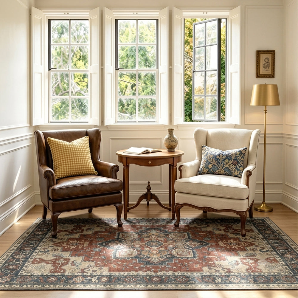 Vespera Rust Red Charcoal Rug