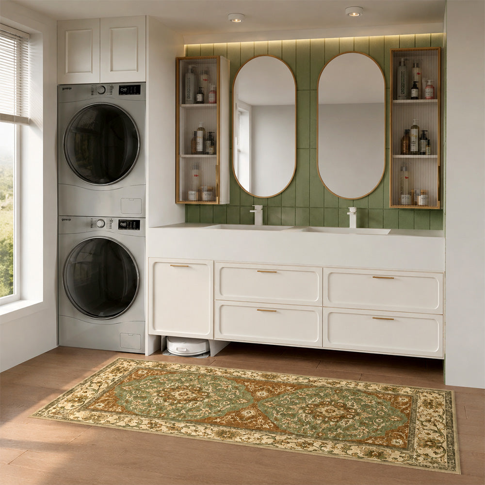 Celestia Sage Green Ivory Round Rug