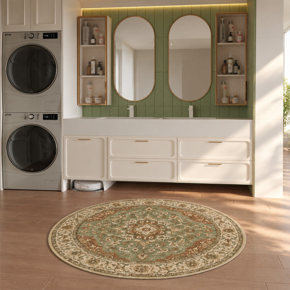 Celestia Sage Green Ivory Round Rug