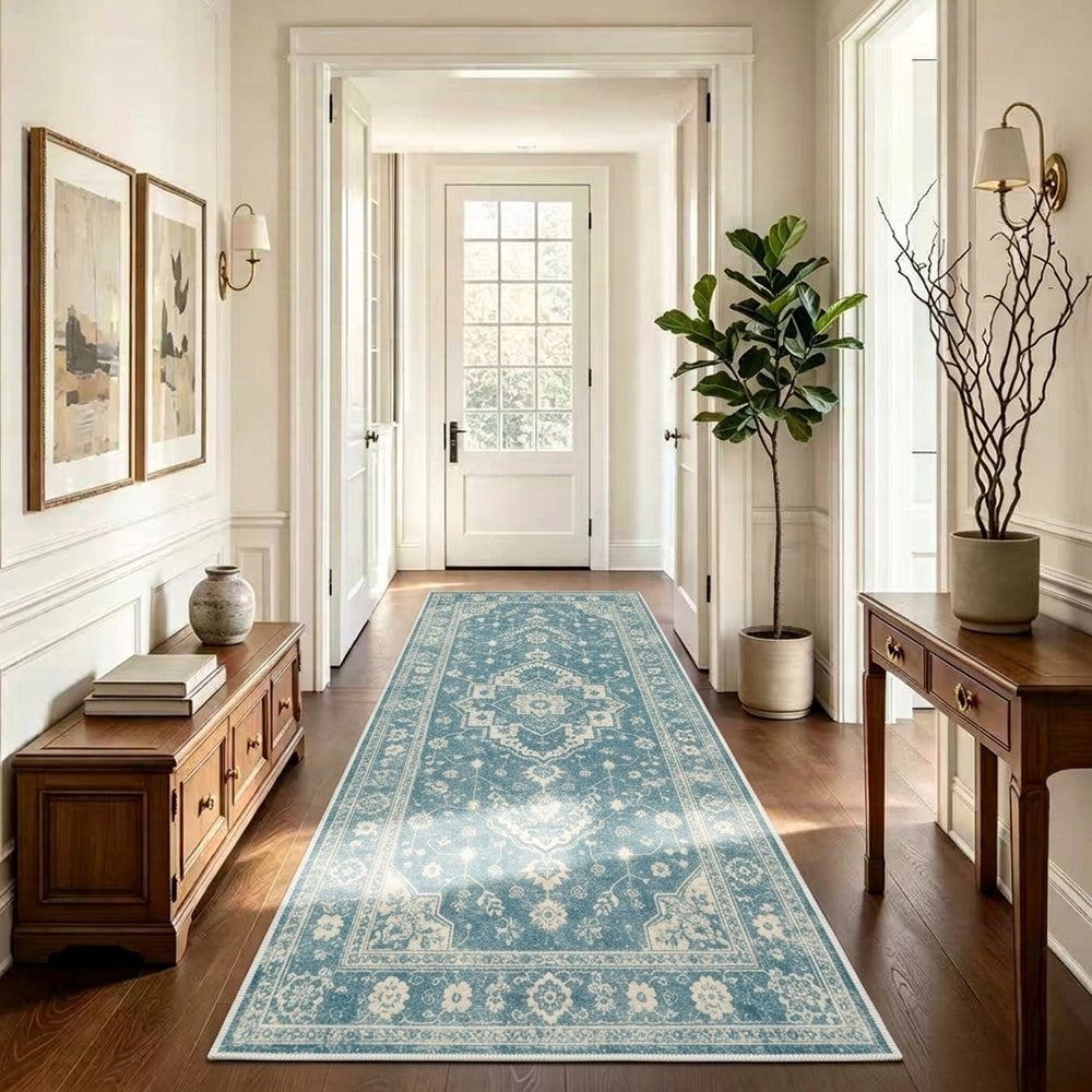 Elowen Teal Blue & Grey Rug