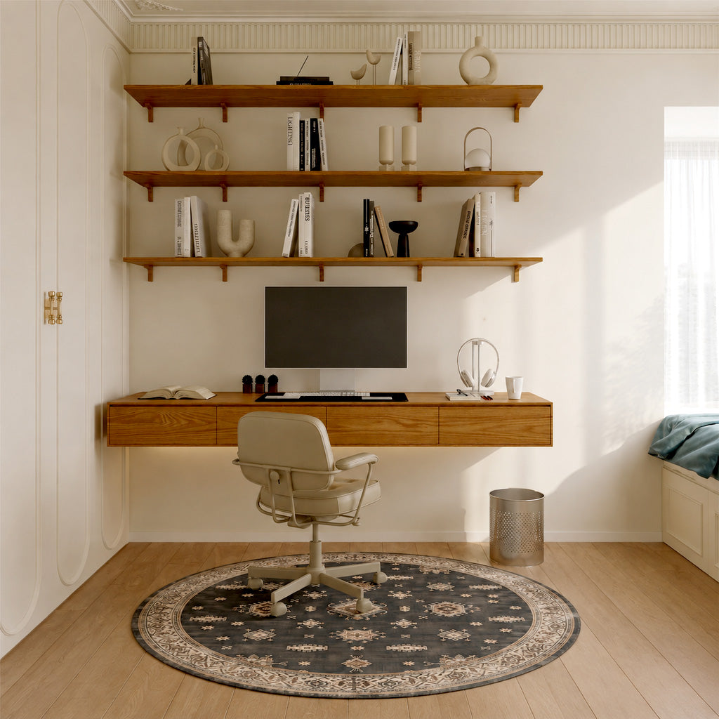 Kaelin Charcoal & Ivory Round Rug