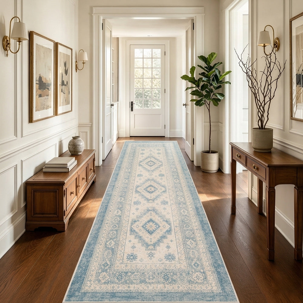 Zora Ivory & Sky Blue Rug