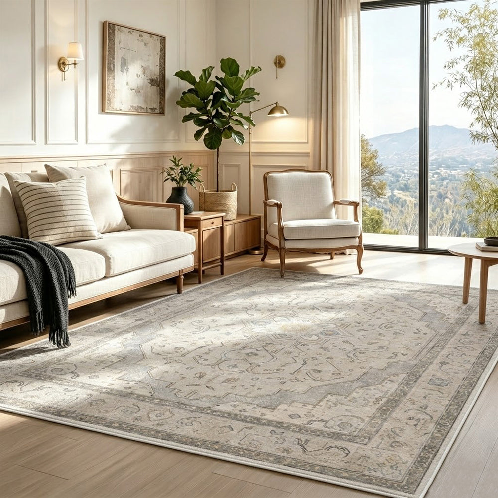 Clara Light Grey & Cream Rug