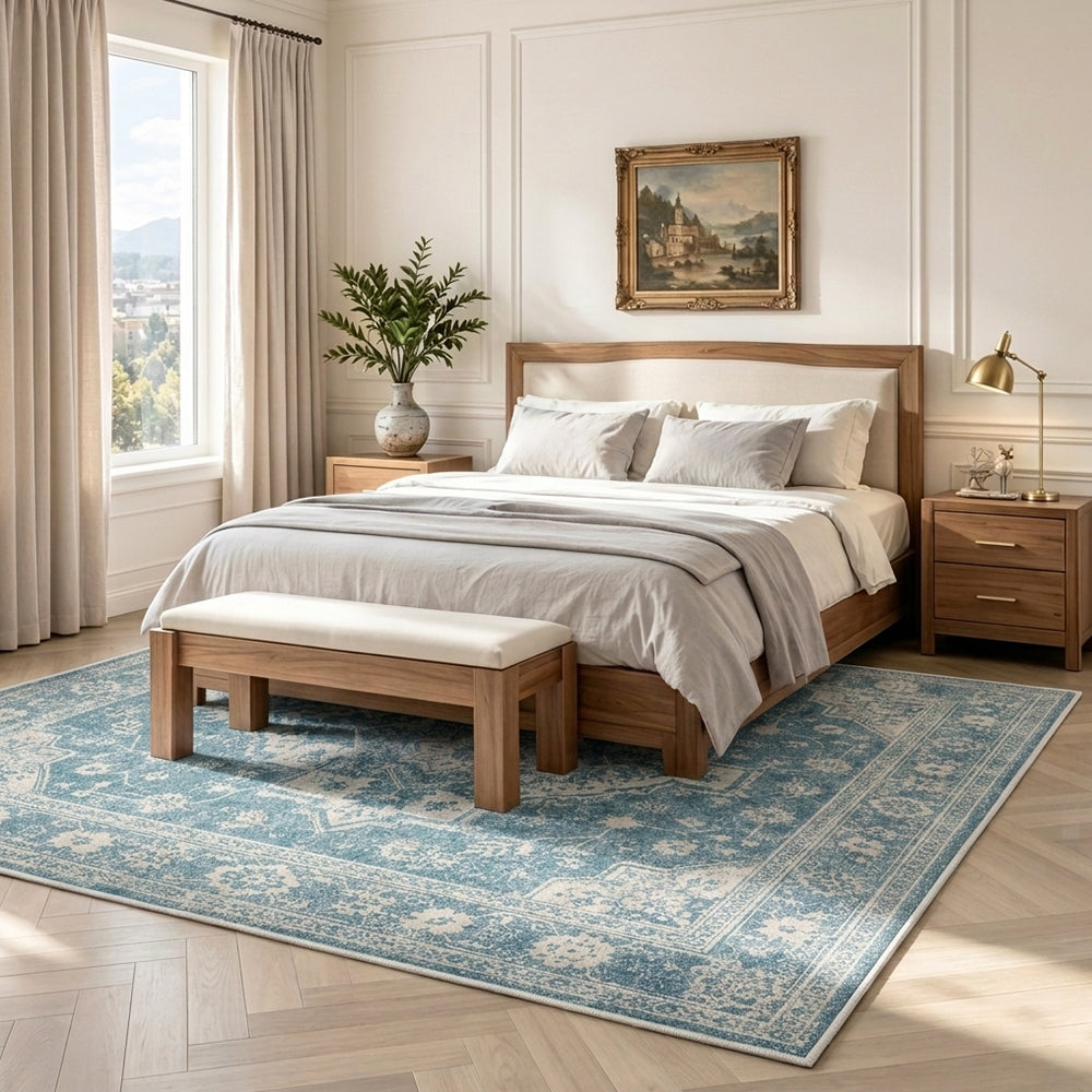 Elowen Teal Blue & Grey Rug
