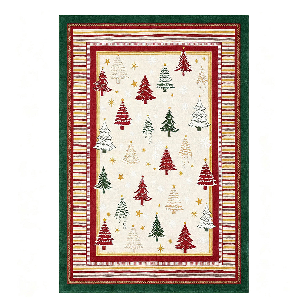 Calen Cream Red Green Christmas Rug