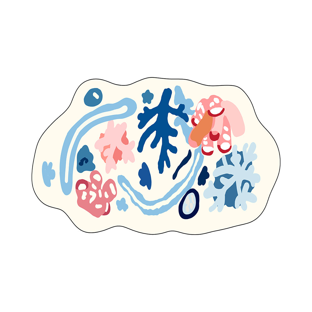 Abstract Snowflake Blue Pink Rug