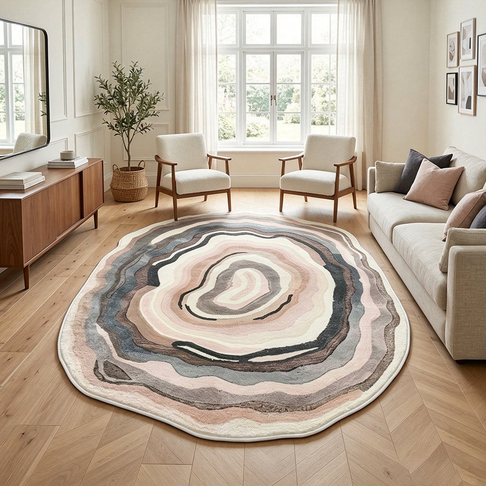 Aoi Multi Earth Watercolor Agate Slab Rug