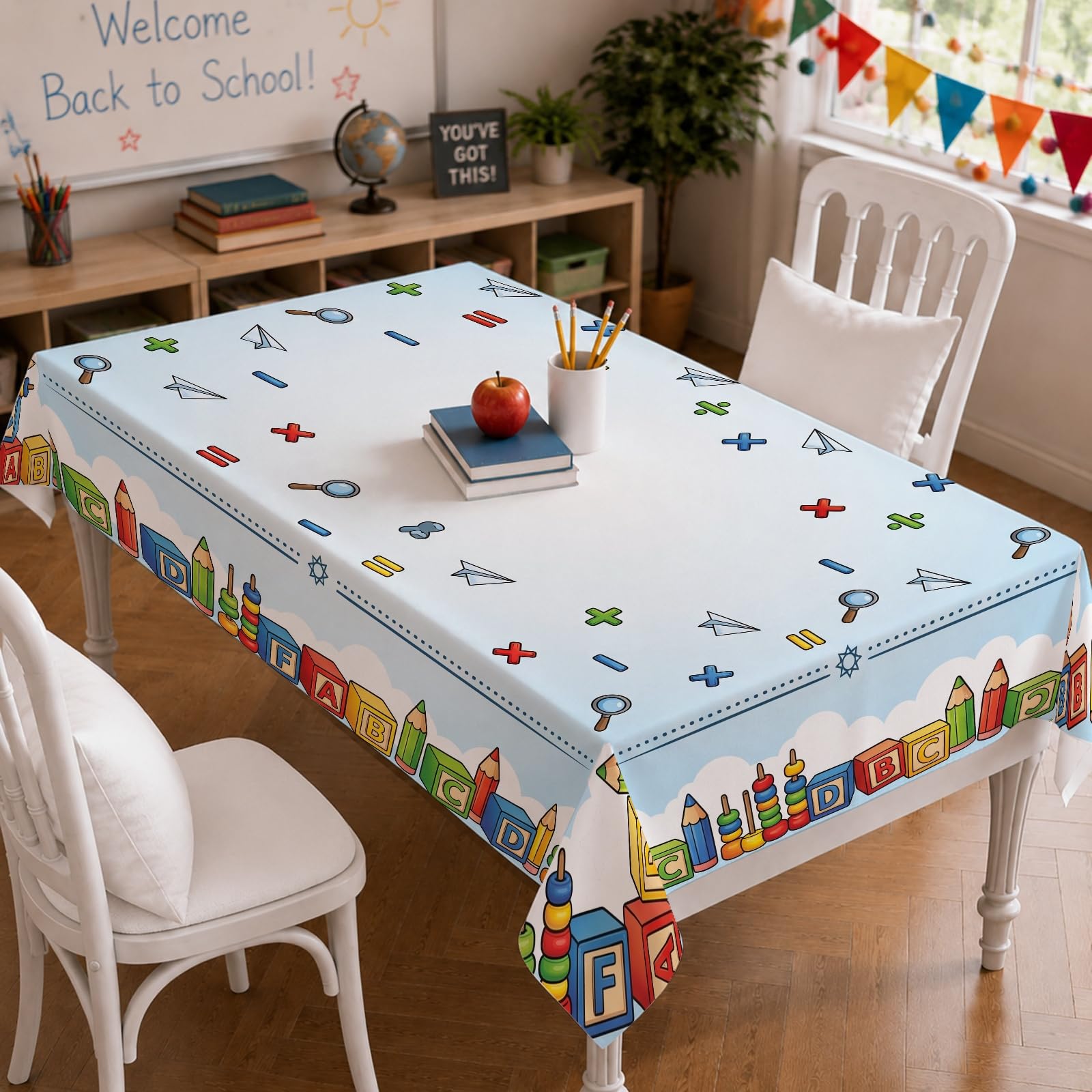 Back-to-School Alphabet Block Pencil Tablecloth