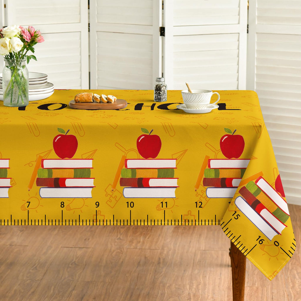 Back-to-School Apple Book Ruler Tablecloth