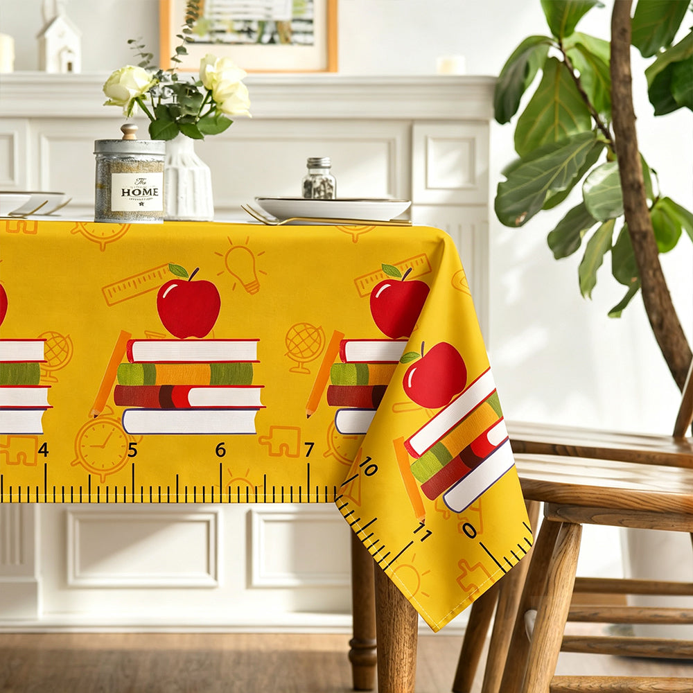 Back-to-School Apple Book Ruler Tablecloth