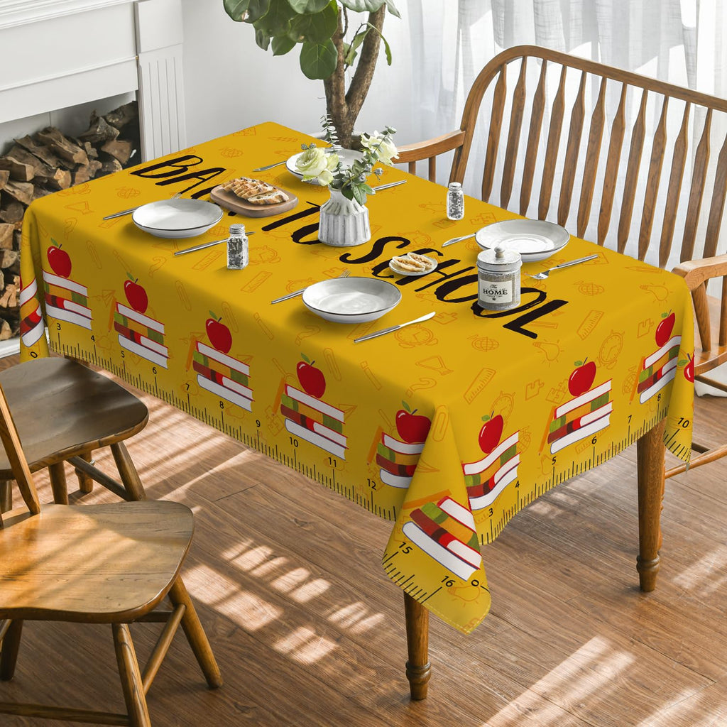 Back-to-School Apple Book Ruler Tablecloth