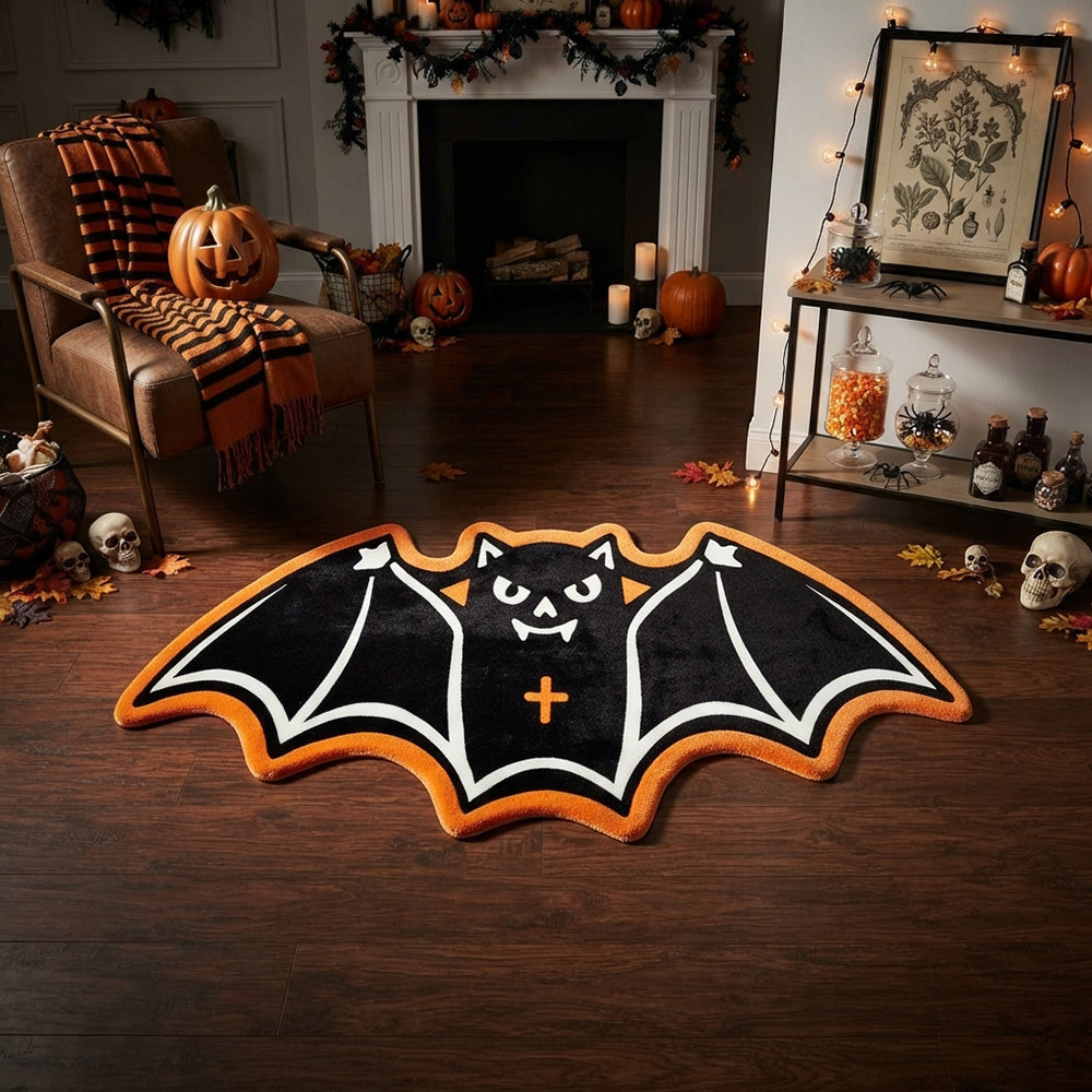 Bat Black Orange Rug