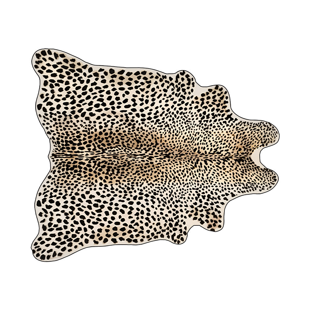 Beige Leopard Print Cowhide Rug